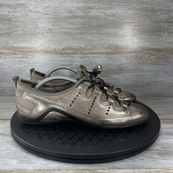 Ecco Womens Vibration II Bronze Metallic Leather Sneakers Size EU 36 US 6 - Picture 3 of 10